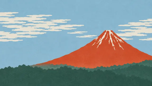Red Fuji, Simplified: AI remake of Fine Wind, Clear Morning (Red Fuji) by Katsushika Hokusai